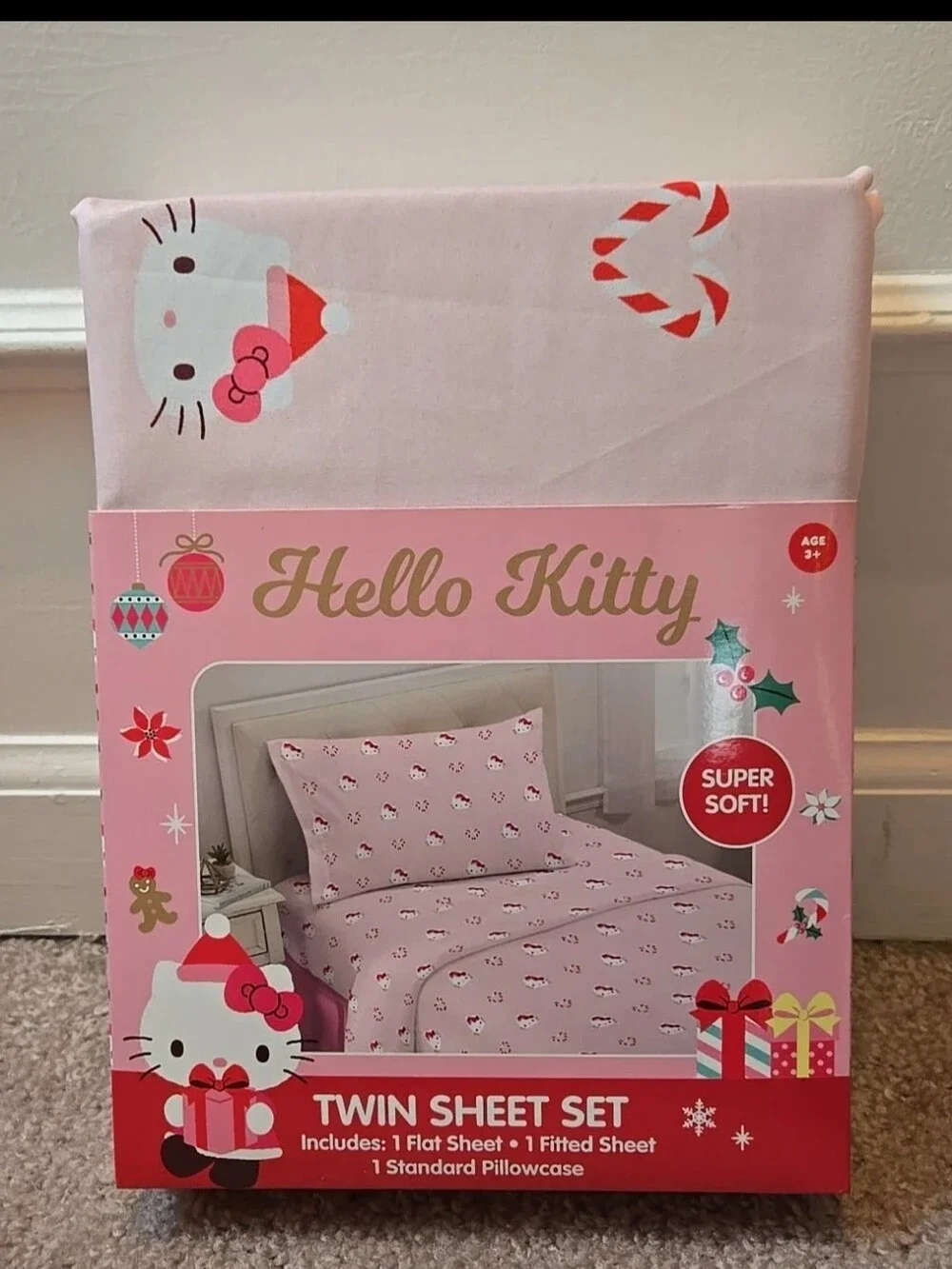 Hello Kitty Twin Holiday 3 piece Christmas Sheet Set * NEW Super Soft
